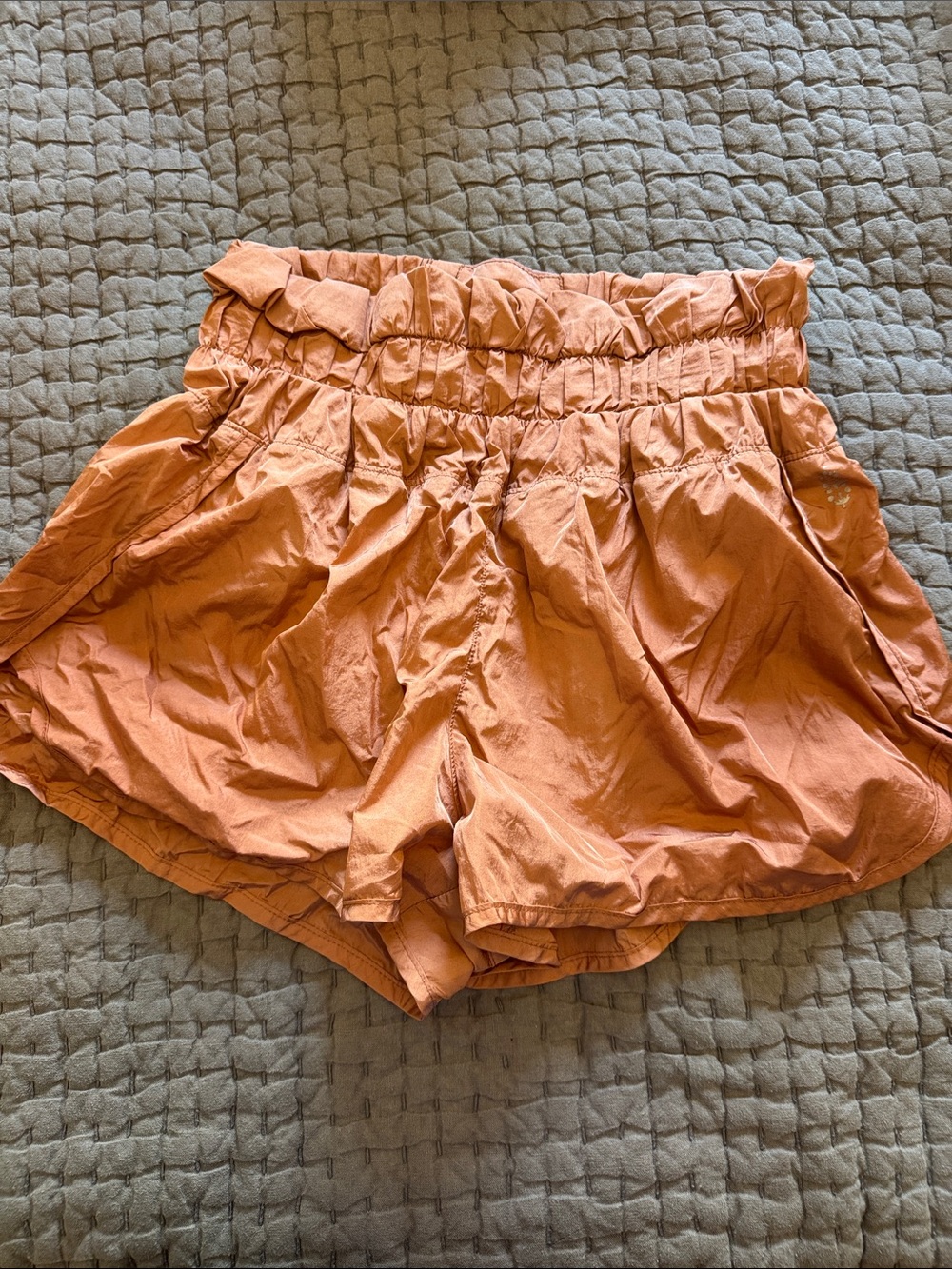 Source Unknown High-Waist Paperbag Shorts - Terracotta